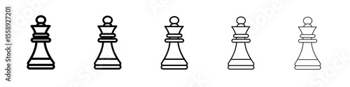 chess icon vector thin outline style sign
