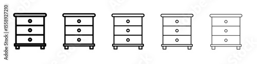 Chest of drawers icon vector thin outline style sign