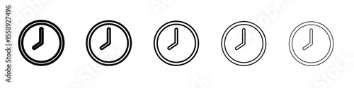 clock icon vector thin outline style sign