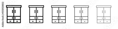 cupboard icon vector thin outline style sign
