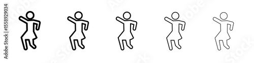 dancing women icon vector thin outline style sign