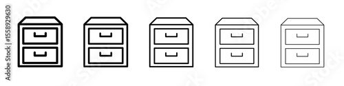 drawer icon vector thin outline style sign