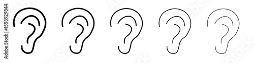 Ear Icon Single vector thin outline style sign