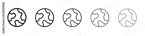 earth icon vector thin outline style sign
