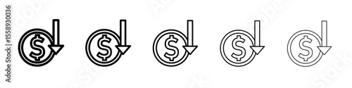Economic Loss icon vector thin outline style sign