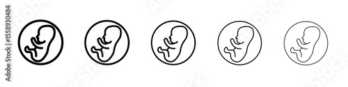 embryo icon vector thin outline style sign