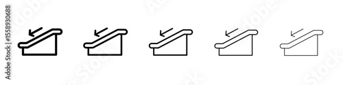 escalator down icon vector thin outline style sign