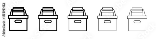 file box icon vector thin outline style sign