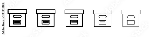 file box icon vector thin outline style sign