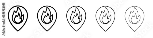 fire location icon vector thin outline style sign