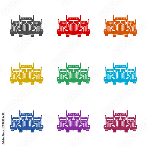 Big truck group icon isolated on white background. Set icons colorful