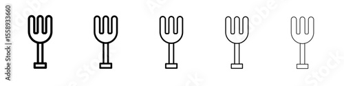 garden fork icon vector thin outline style sign