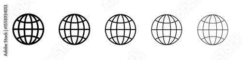 globe icon vector thin outline style sign