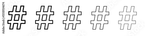 hashtag icon vector thin outline style sign