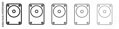 Hard disk drive icon vector thin outline style sign