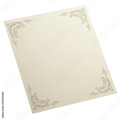 open decorative scroll paper for wedding, menu, or poster mockup isolated on white background 
