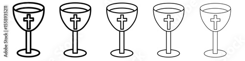 holy chalice icon vector thin outline style sign