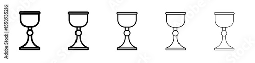 Holy chalice icon vector thin outline style sign