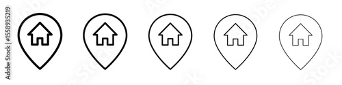 home location icon vector thin outline style sign