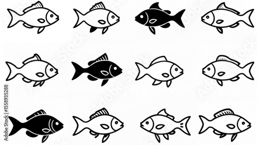 シンプル魚シルエットコレクション｜Simple Fish Silhouette Collection