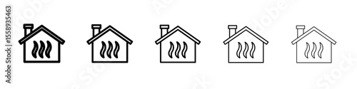 House heating icon vector thin outline style sign