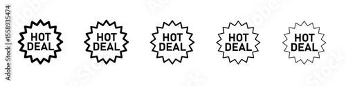 Hot deal icon vector thin outline style sign