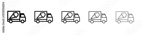 Ice cream van icon vector thin outline style sign