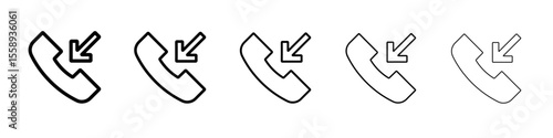 incoming call icon vector thin outline style sign