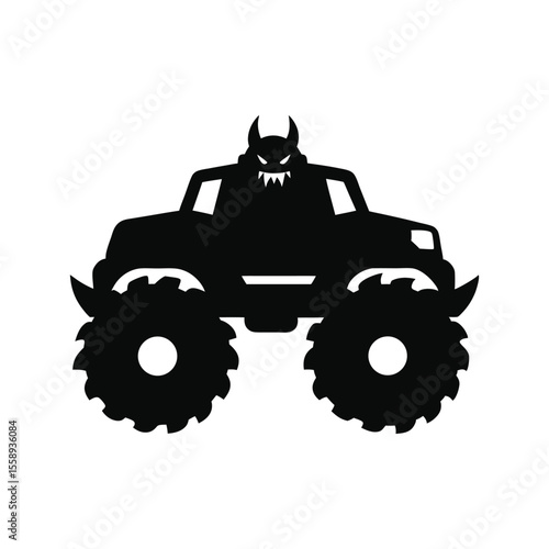 A powerful monster truck silhouette vector art illustration
