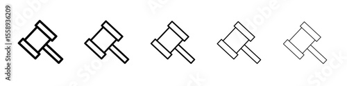 judge hammer icon vector thin outline style sign
