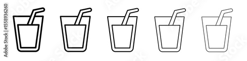 juice icon vector thin outline style sign