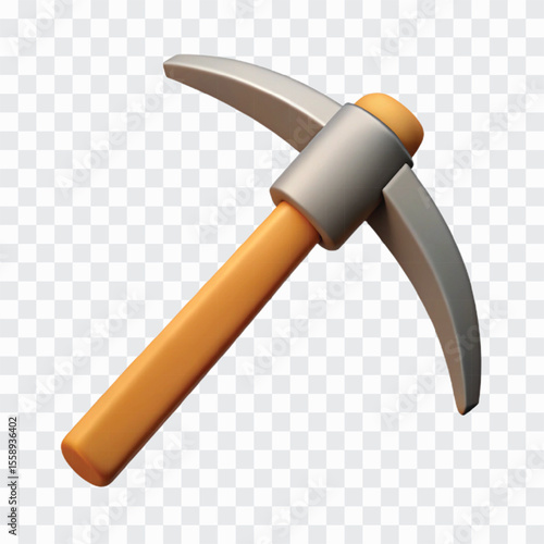 3D Pickaxe Icon | Mining Tool, Construction Equipment, Adventure Game Symbol