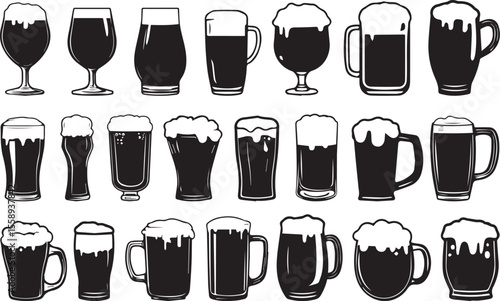 Beer Style Icons. Solid, Filled icon set of beer styles.