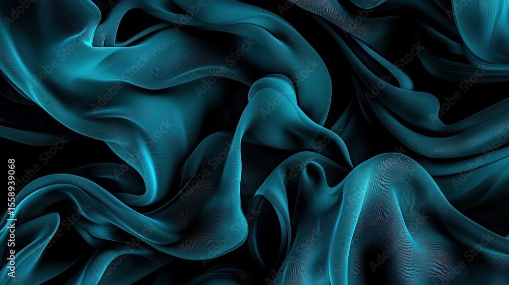Obraz premium Teal colored fabric flowing and swirling in elegant formation