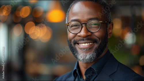 businessman corporate portrait in office, mature black middle aged manager business man
