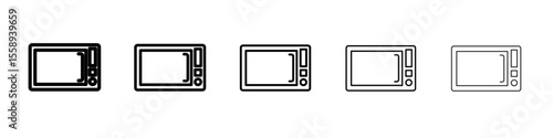 microwave icon vector thin outline style sign