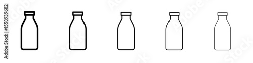 milk bottle icon vector thin outline style sign