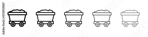 Mining Cart icon vector thin outline style sign