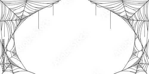 Halloween Cobweb frame border, spider web Vector Isolated on Transparent Background. Vector eps