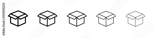 Open Box Icon Single vector thin outline style sign