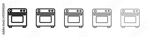 oven icon vector thin outline style sign