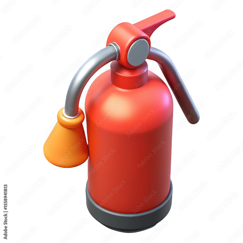 Stylized red fire extinguisher with orange nozzle isolated on transparent background Stylized red fire extinguisher with orange nozzle isolated on transparent background