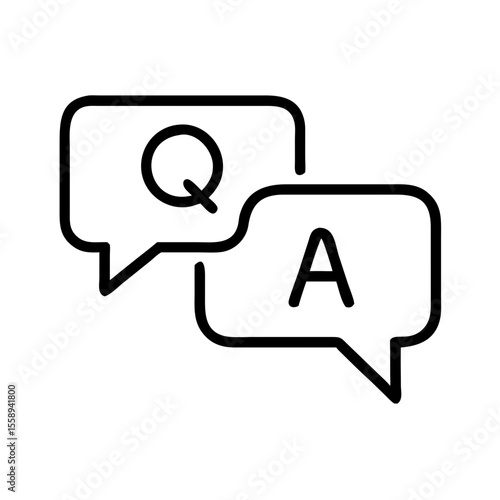 Q and A speech bubbles in minimalist line art style  
