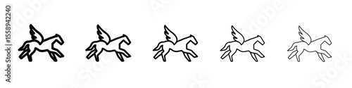 pegasus icon vector thin outline style sign