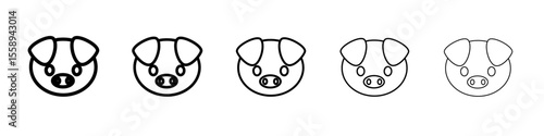 pig face icon vector thin outline style sign