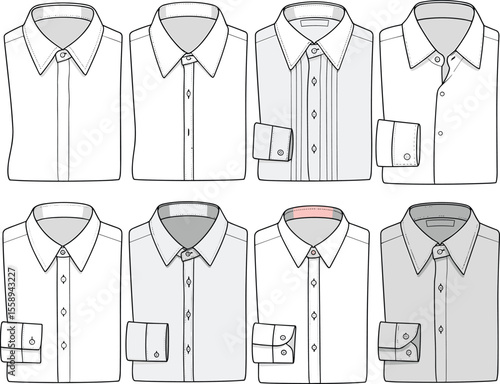 Professional Men's Dress Shirts Collection: Essential White, Grey, and Pleated Formal Wear for Business, Office, and Special Occasions, Versatile Fashion Apparel.