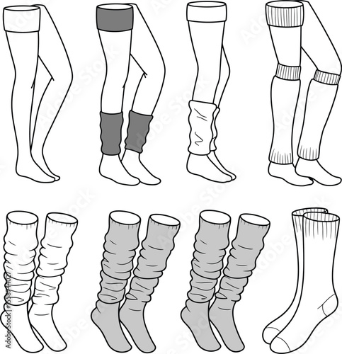 Stylish Legwear Fashion Collection: Diverse Footless Socks, Scrunch Socks, and Warm Leggings Designs for Comfort and Trend, Perfect for Casual Outfits and Dancewear, 