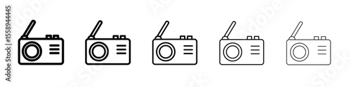 radio icon vector thin outline style sign