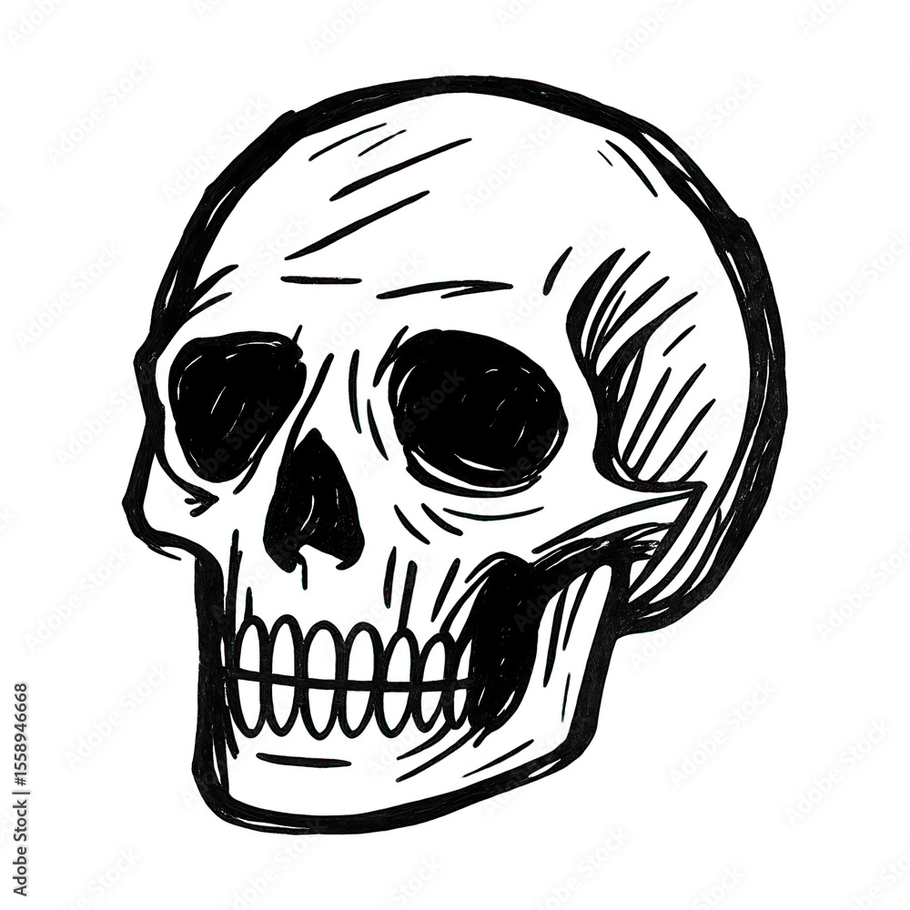 Fototapeta premium PNG Hand-drawn skull illustration
