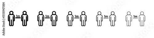 Social distancing icon vector thin outline style sign